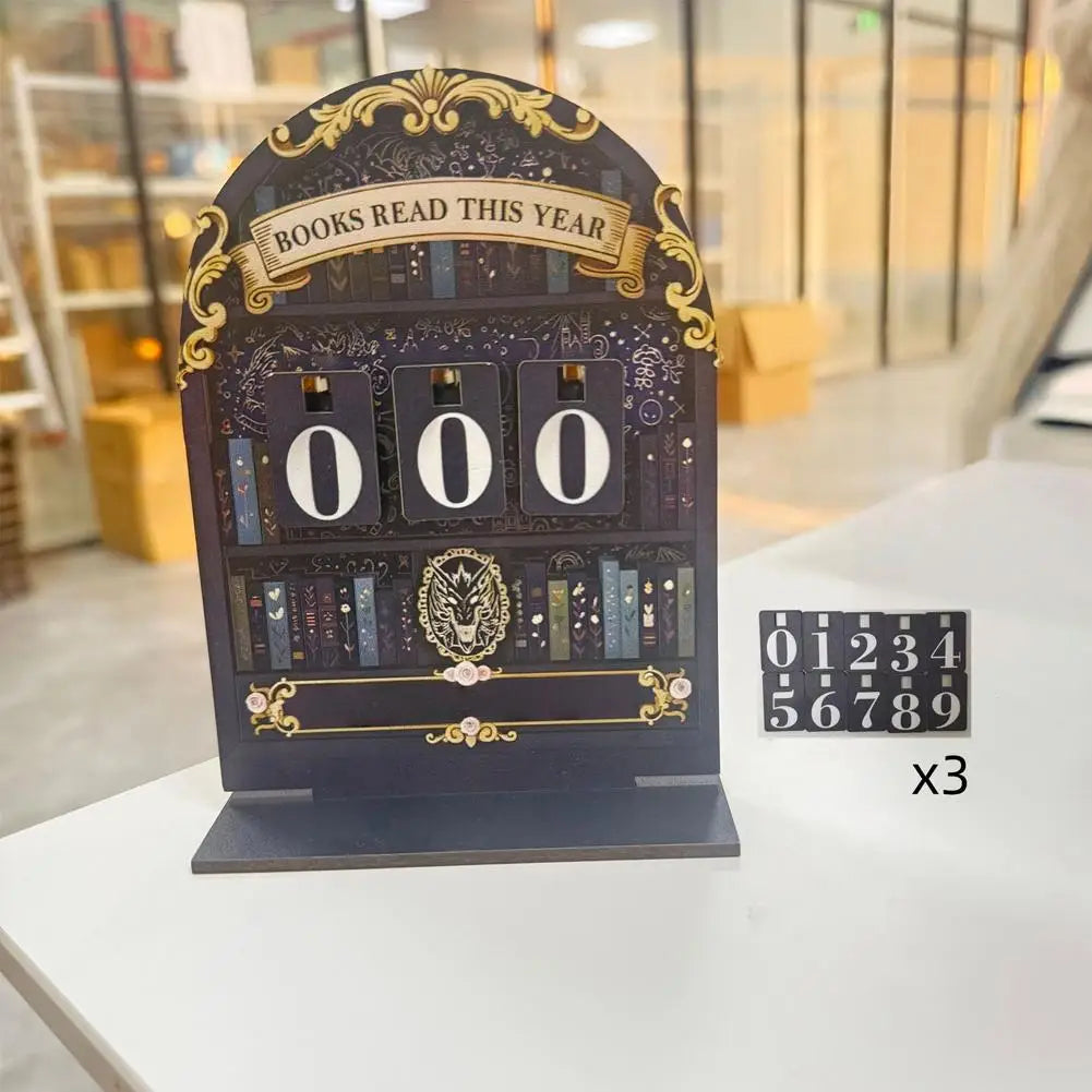 Wooden Reading Challenge Counter – Retro Book Tracker Decor