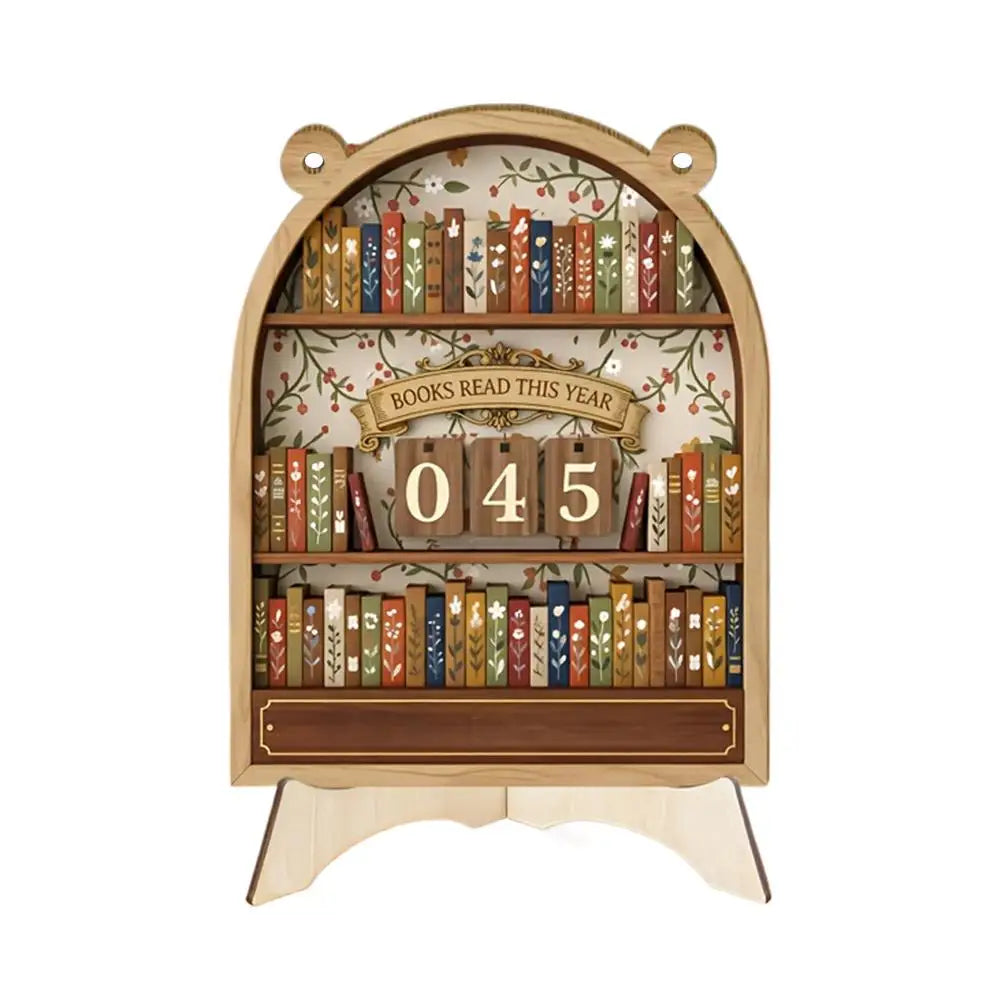 D Color Wooden Reading Challenge Counter – Retro Book Tracker Decor