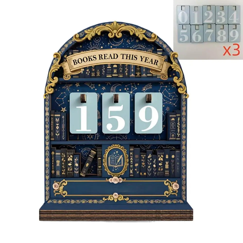 A Color Wooden Reading Challenge Counter – Retro Book Tracker Decor
