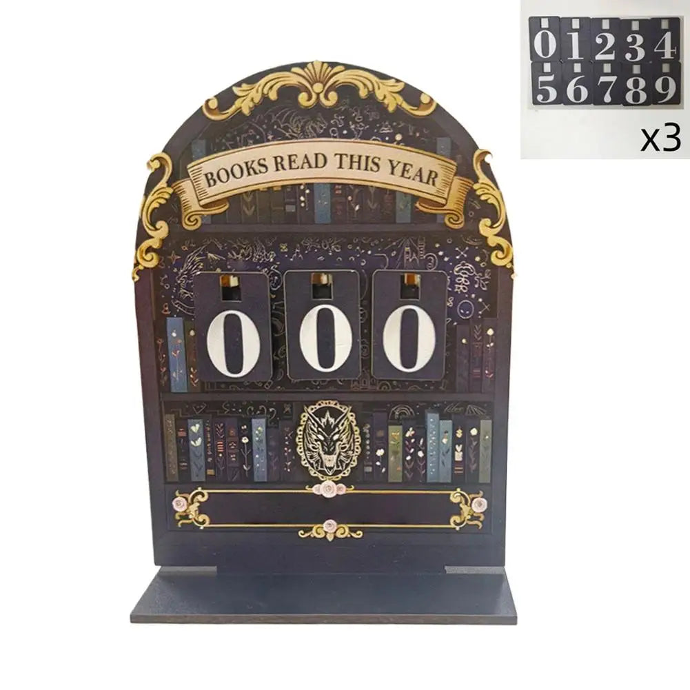 B Color Wooden Reading Challenge Counter – Retro Book Tracker Decor