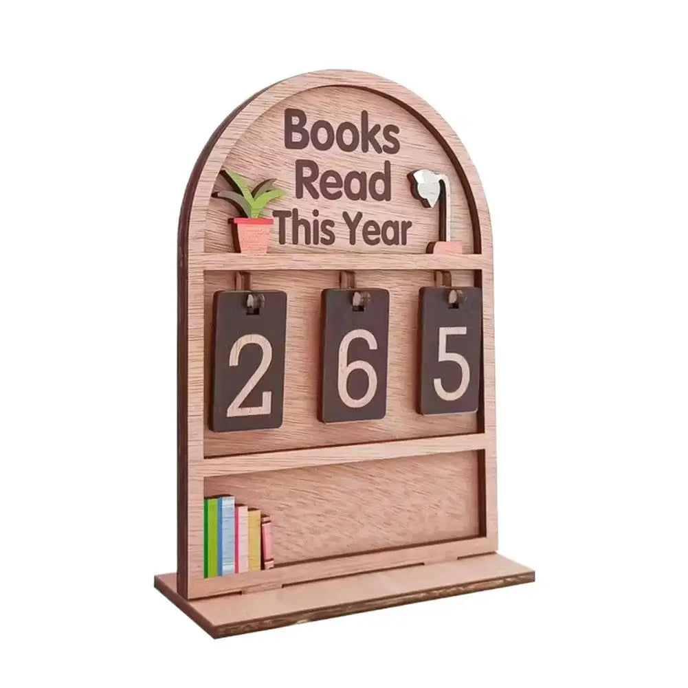 F Color Wooden Reading Challenge Counter – Retro Book Tracker Decor