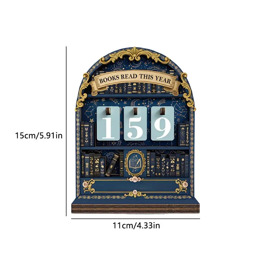 Wooden Reading Challenge Counter – Retro Book Tracker Decor